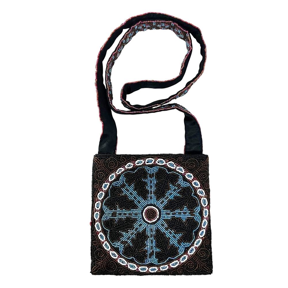 Vintage Swee Lo Beaded Boho Crossbody Purse: 90s, Y2K